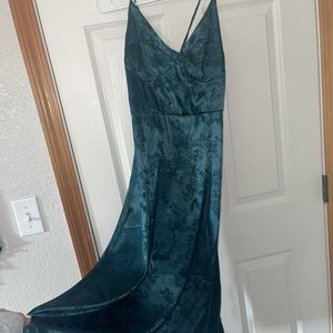Shin length satin dress